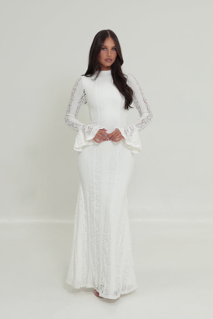 Amelia Floral Lace Dress White by Alaia Muse for Hire | High St. Hire