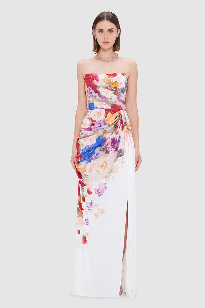 Anastasia Bustier Gown Fleur Print by Leo Lin