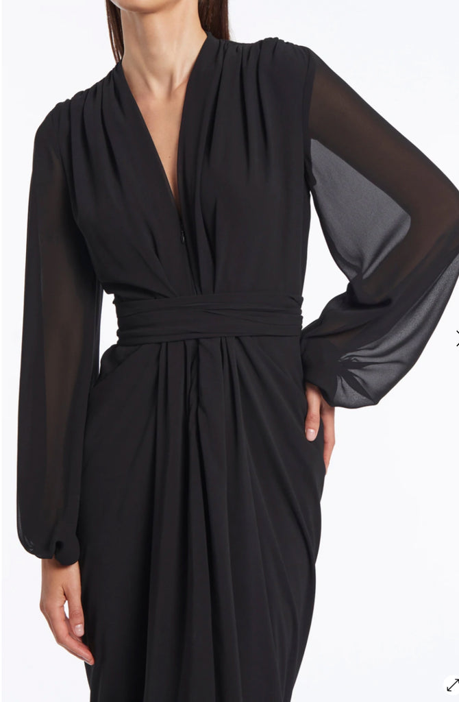 carla zampatti black lace dress Black Modern Love Waterfall Dress by Carla Zampatti for Hire