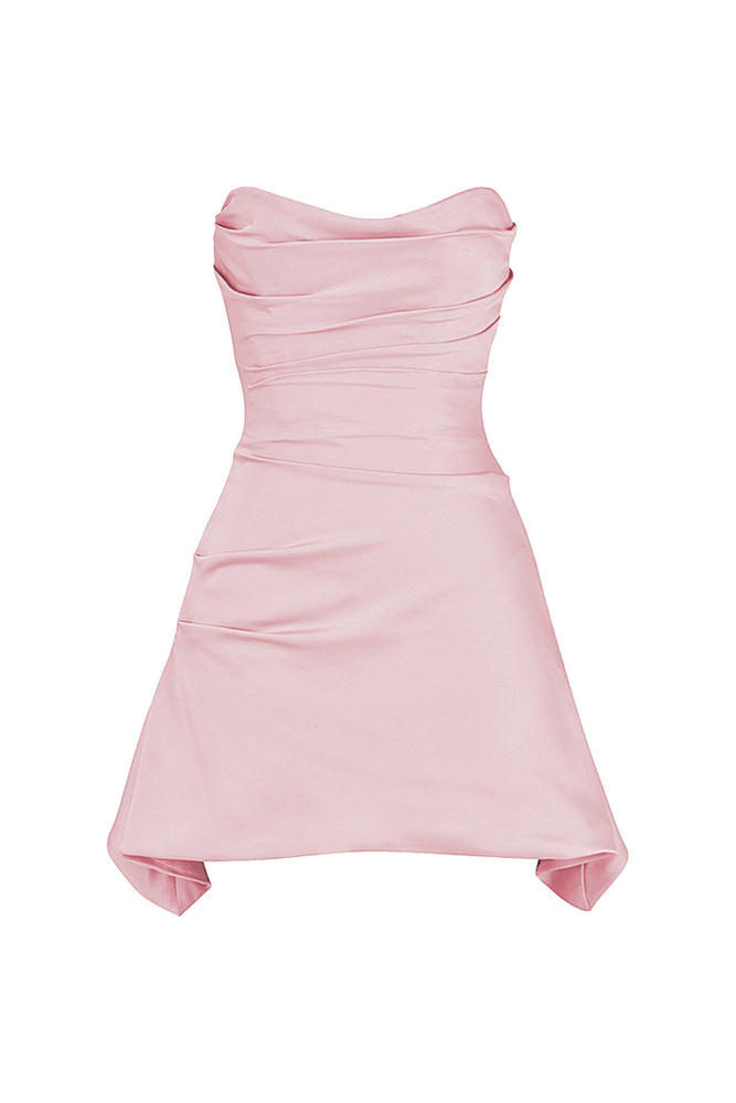 Jasmine Rose Pink Draped Strapless Corset Dress by House of CB