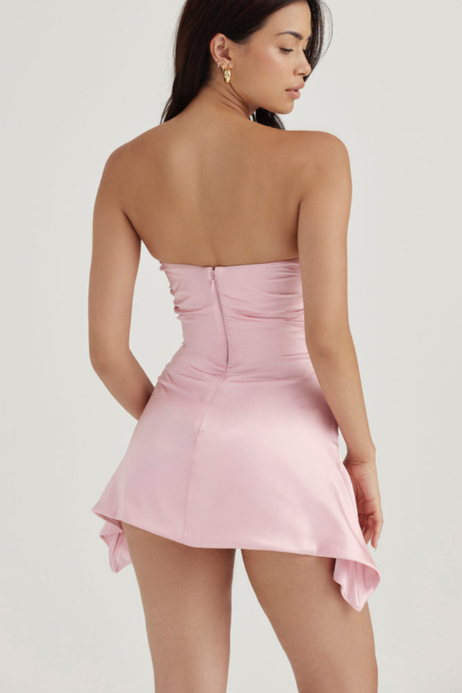 Jasmine Rose Pink Draped Strapless Corset Dress by House of CB