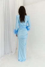 Naomi Feather Gown Blue by HSH