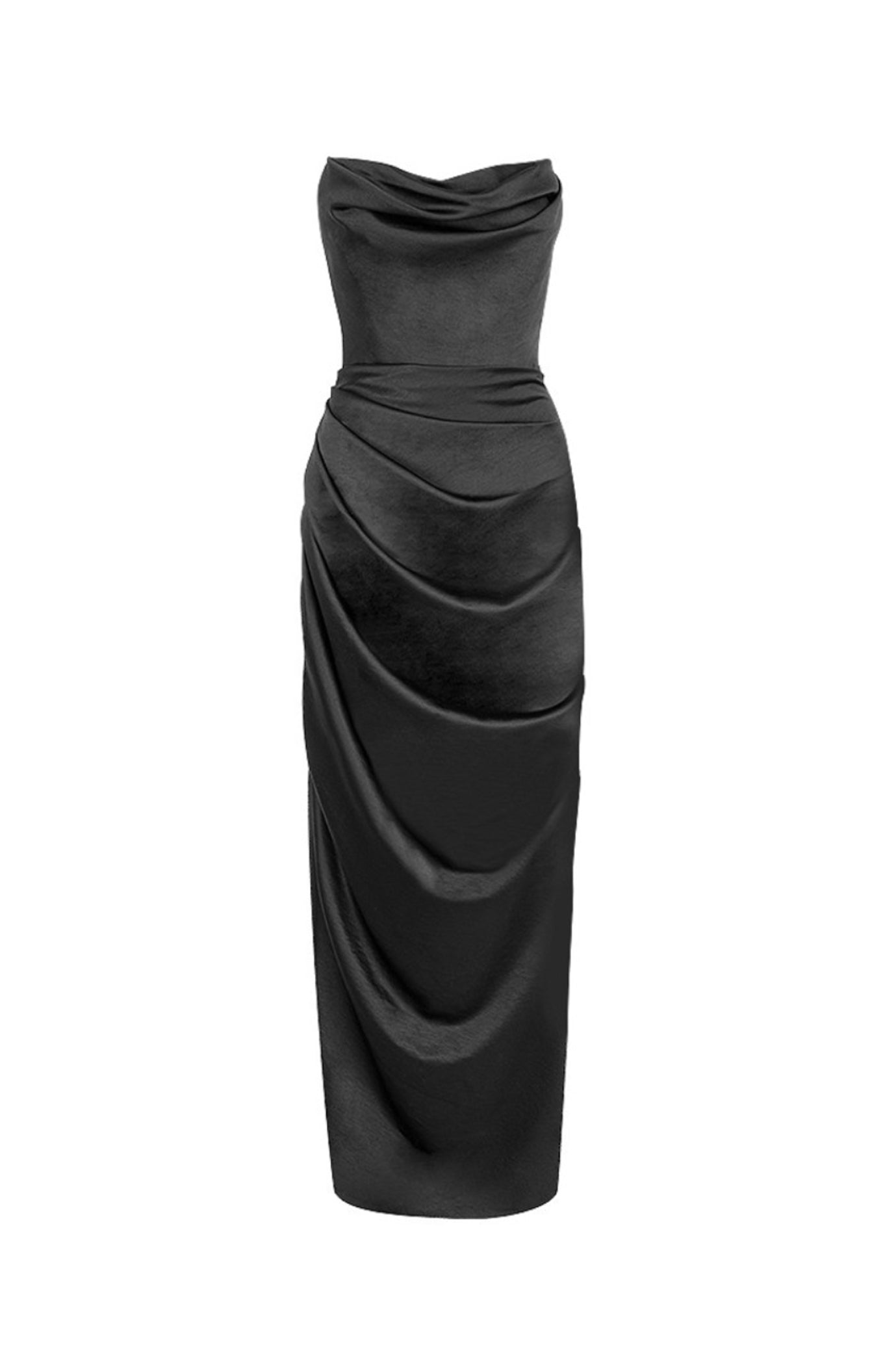 House of CB shops Black Miranda Satin bustier strapless dress