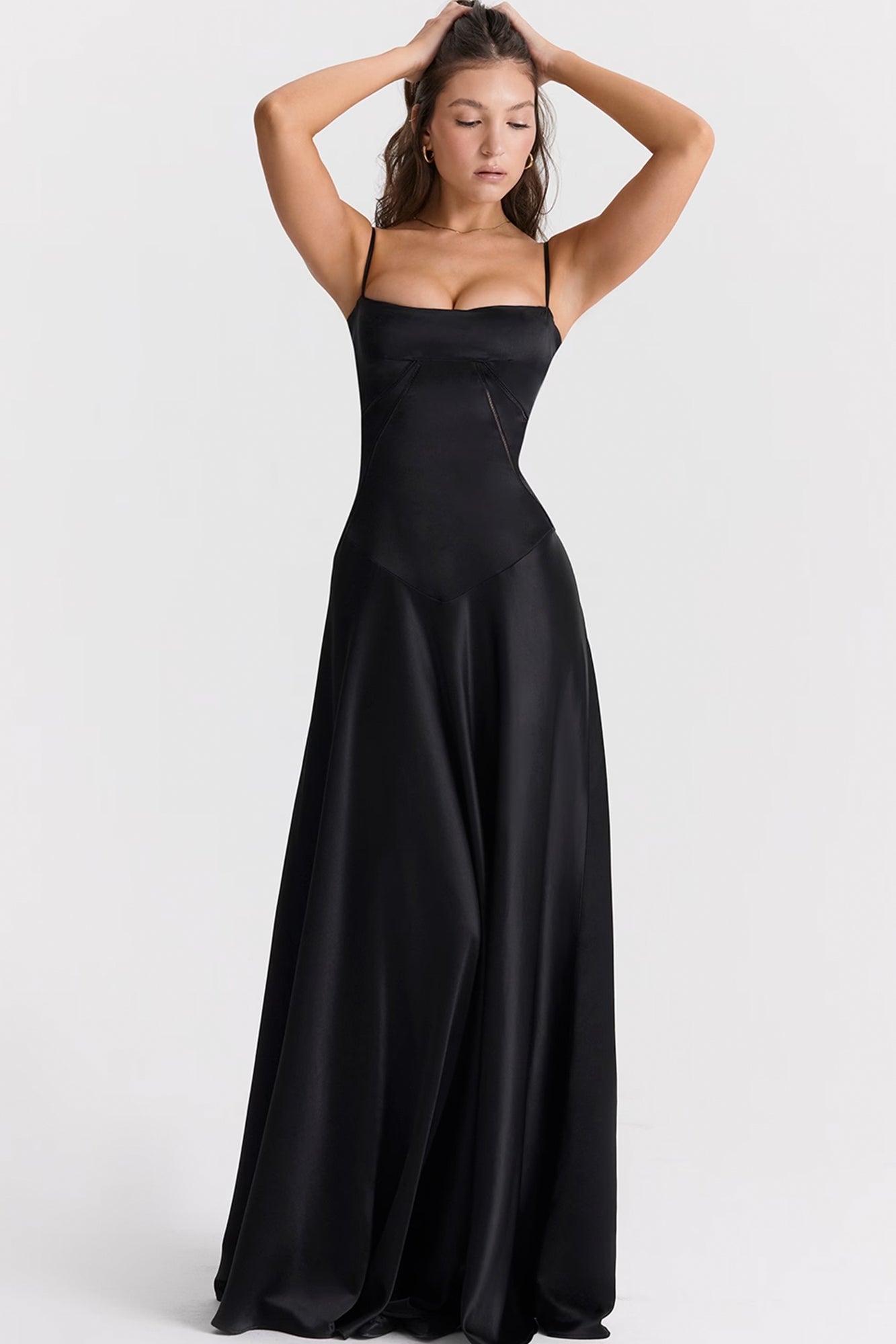 Anabella Black Lace Up Maxi Dress by House of CB | High St. Hire Anabella Black Lace Up Maxi Dress by House of CB | High St. Hire