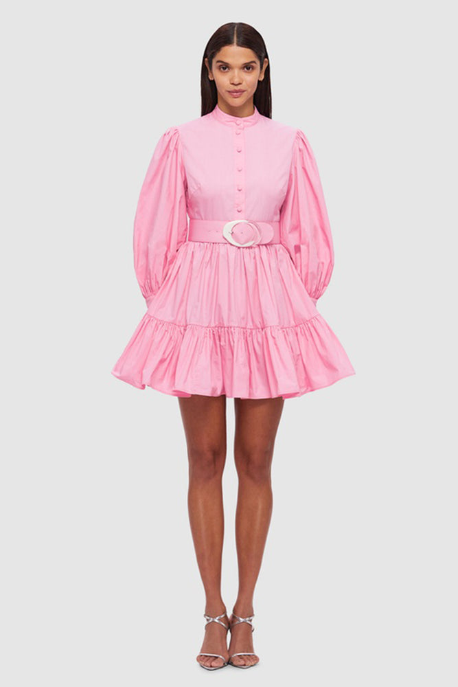 Alexandra Belted Mini Dress Bubblegum by Leo Lin