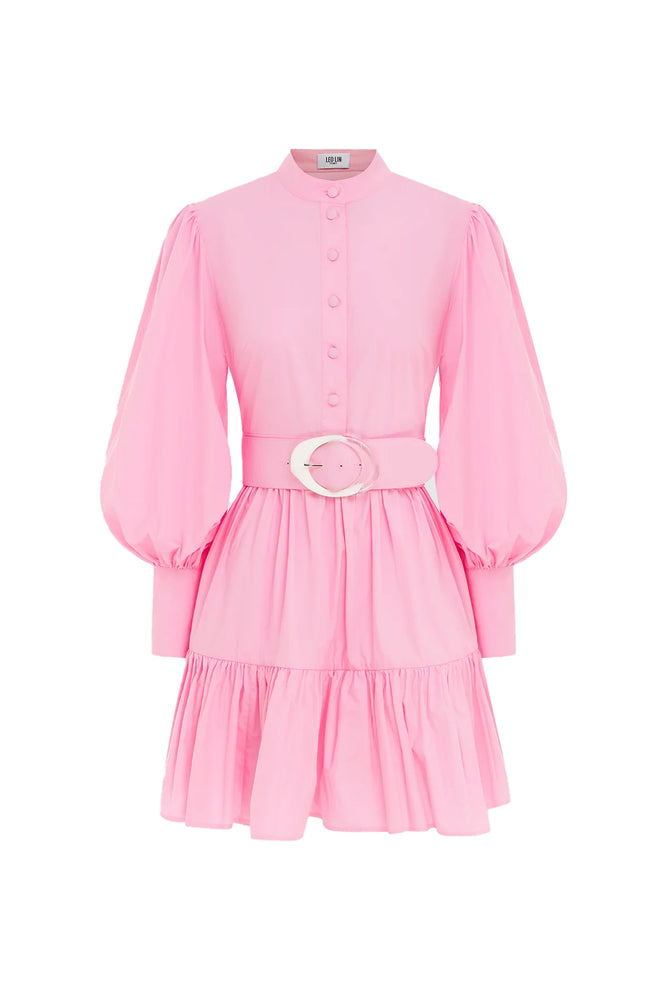 Alexandra Belted Mini Dress Bubblegum by Leo Lin