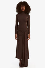 alix maxi tie front dress in chocolate Bardot Alix Tie-Front Maxi Dress in Brown
