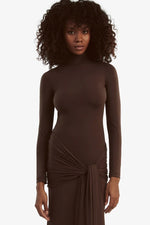 Alix Maxi Tie Front Dress In Chocolate By Bardot l High St. Hire Alix Maxi Tie Front Dress In Chocolate By Bardot l High St. Hire