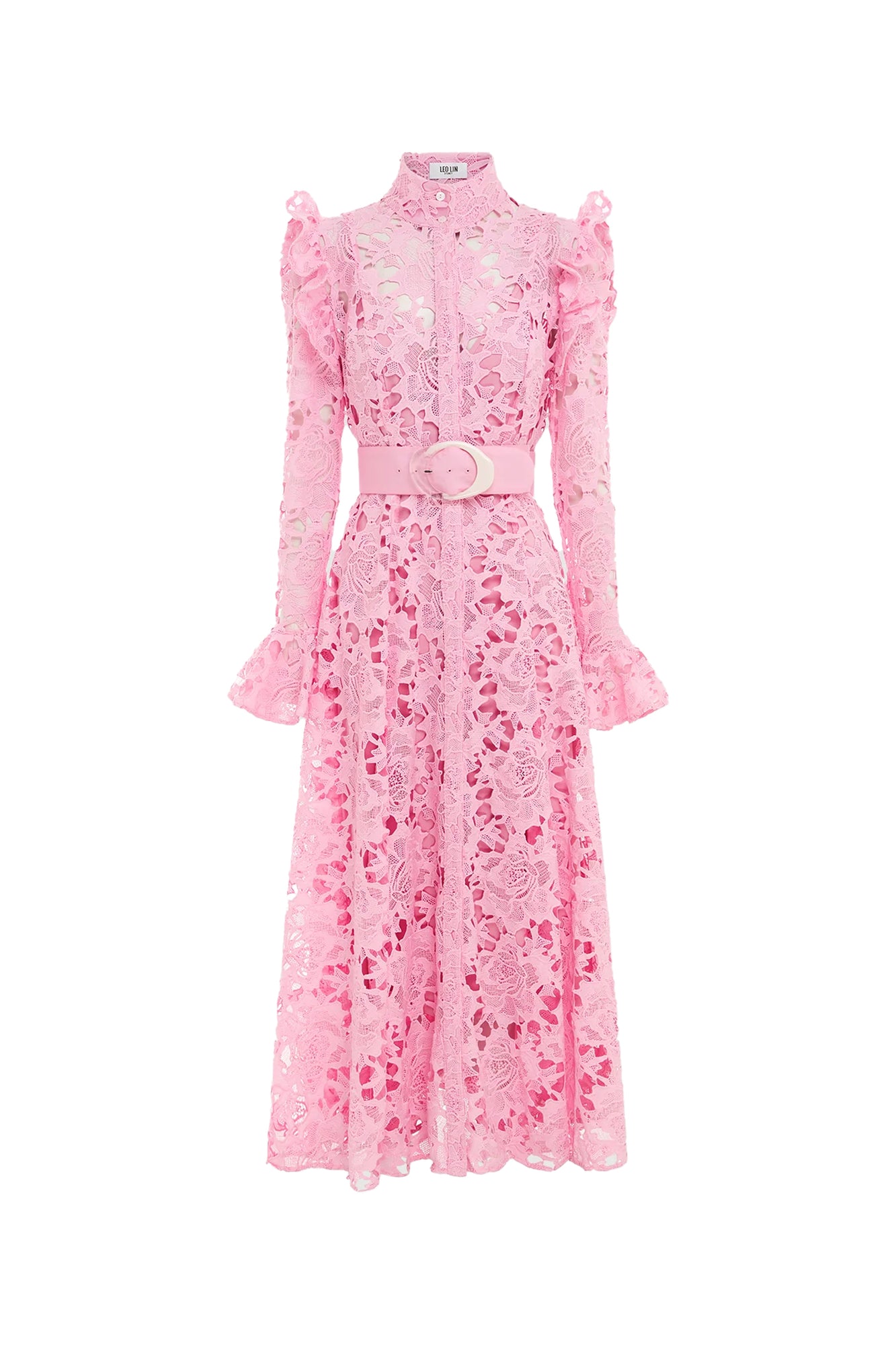 leo lin pink lace dress Leo Lin Odette Lace Midi Dress In Bubblegum - 60% Off