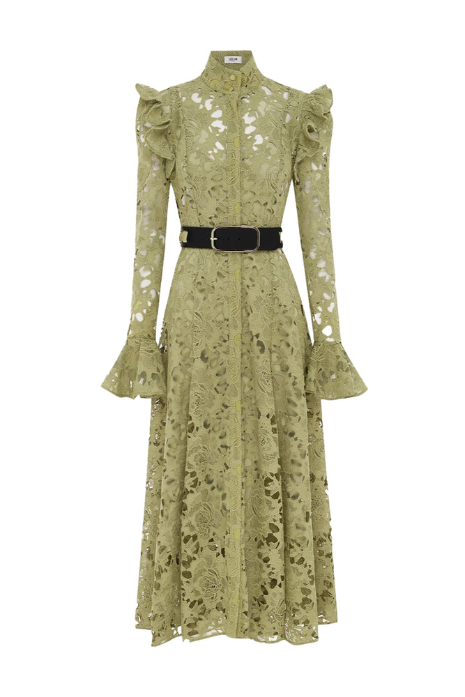 Aliyah Lace Butterfly Sleeve Midi Dress Olive by Leo Lin for Hire | High St. Hire Aliyah Lace Butterfly Sleeve Midi Dress Olive by Leo Lin for Hire | High St. Hire