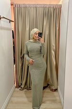 Amani Fitted Stretch Metallic Dress Gold by Fatima K Designs