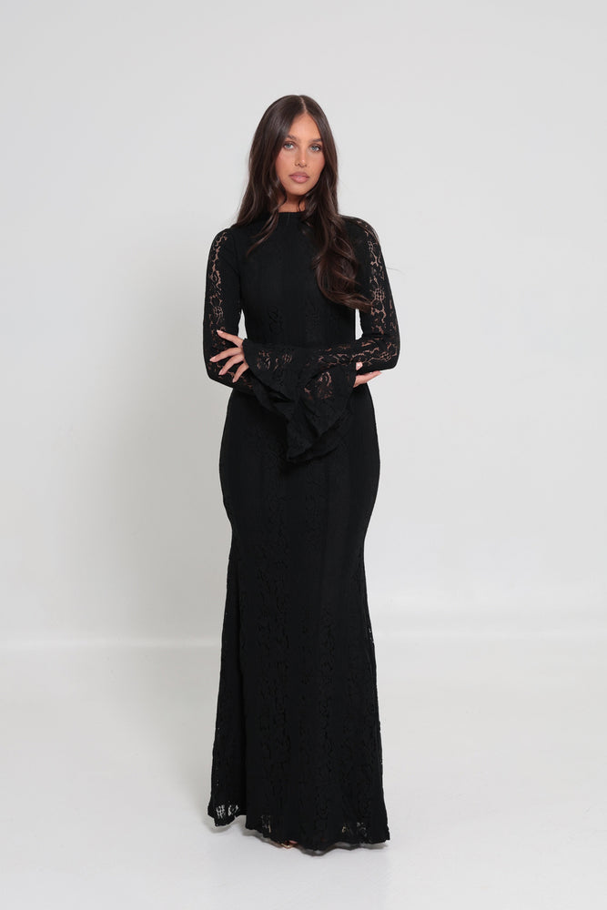 Amelia Floral Lace Dress Black by Alaia Muse for Hire | High St. Hire