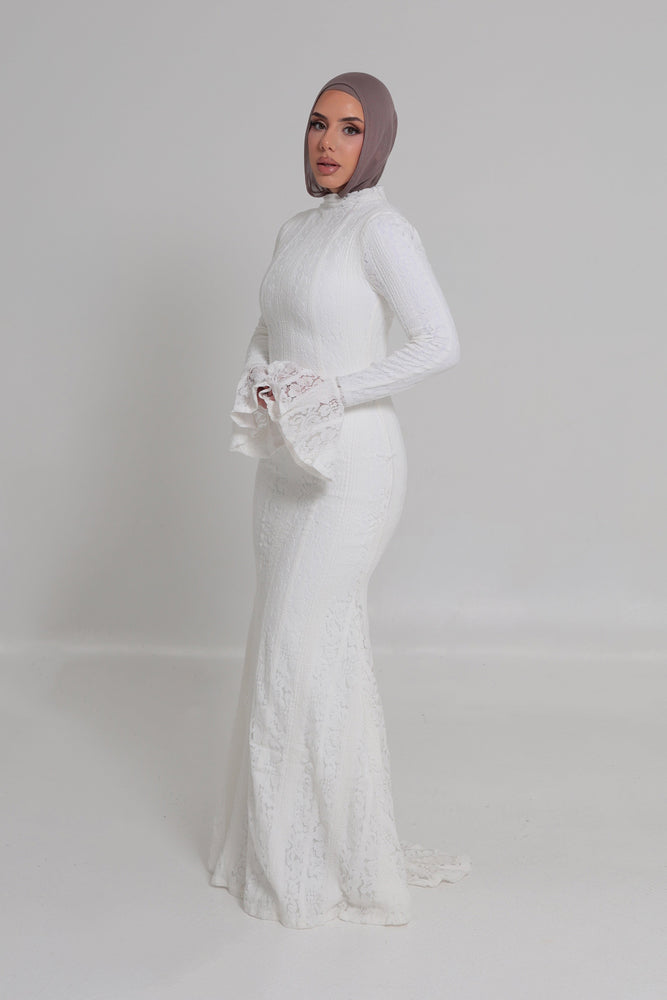 Amelia Floral Lace Dress White by Alaia Muse for Hire | High St. Hire