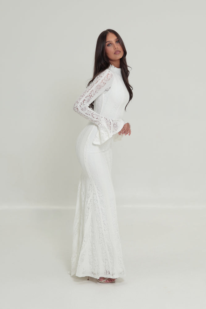 Amelia Floral Lace Dress White by Alaia Muse for Hire | High St. Hire Amelia Floral Lace Dress White by Alaia Muse for Hire | High St. Hire