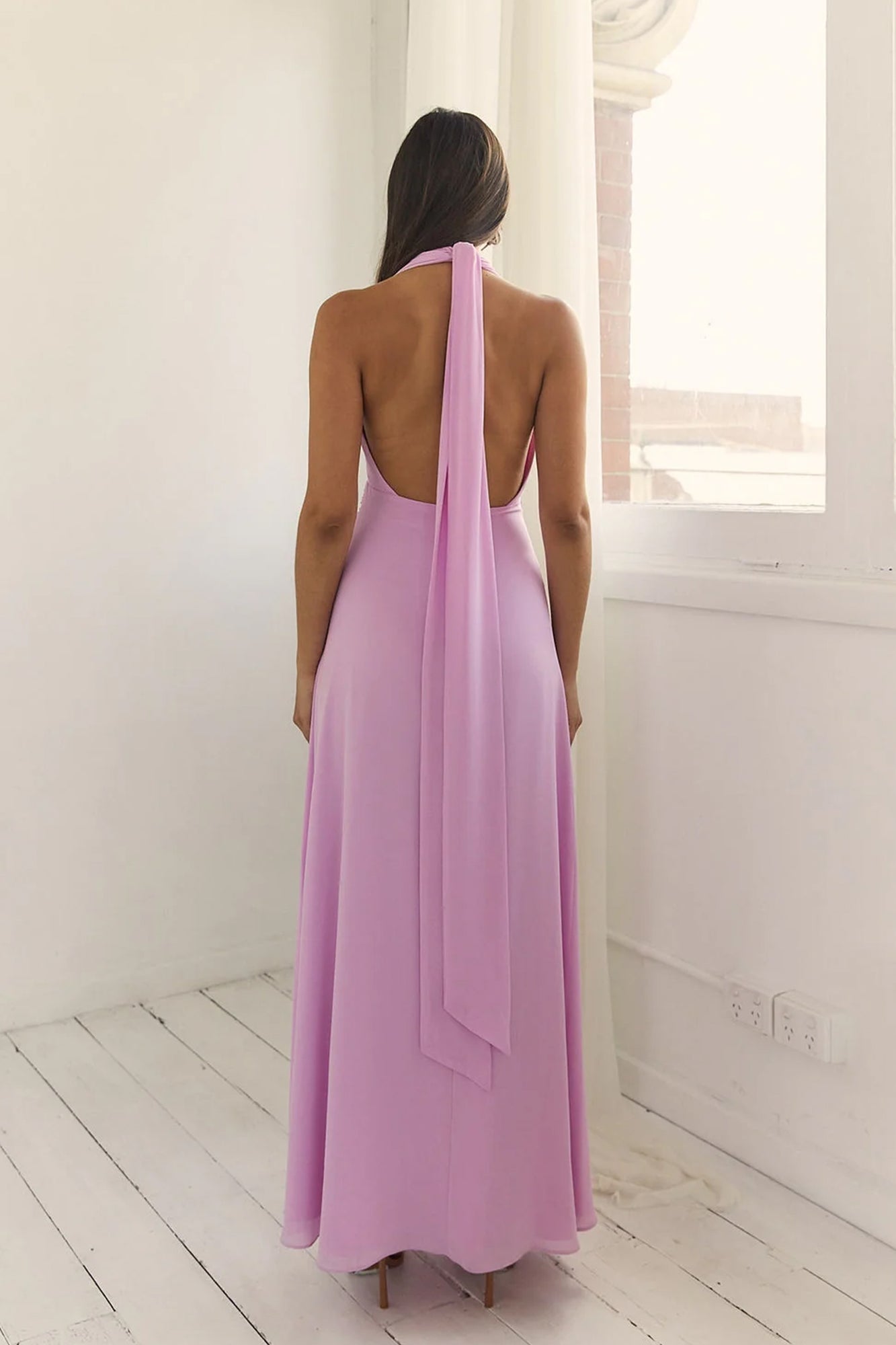 antonia maxi dress mauve Maya Antonia-Color-block-Super SOFT Rayon-Extra Long Pink-Grey Maxi Dress