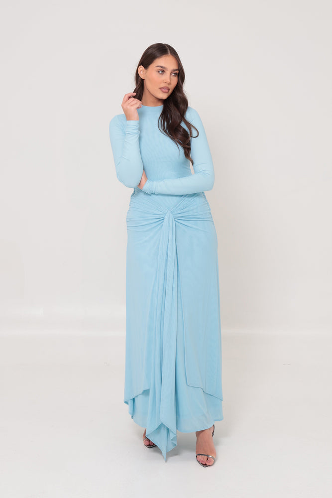 Azalea Cape Dress Blue by Alaia Muse for Hire
