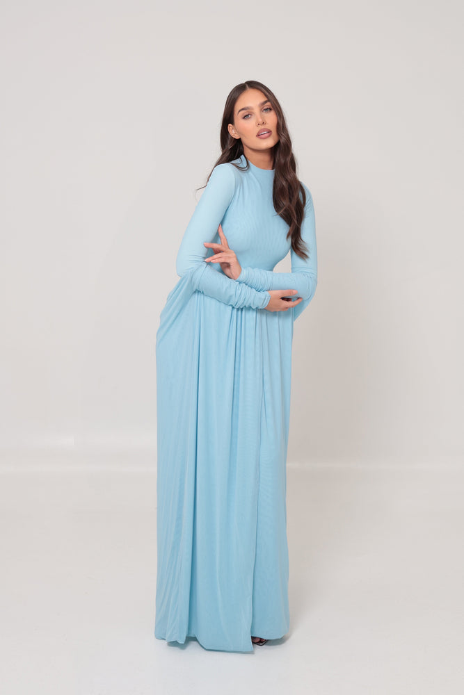 Azalea Cape Dress Blue by Alaia Muse for Hire | High St. Hire