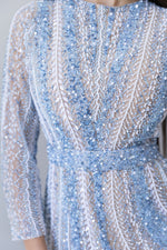 Blue Spiral Beaded Gown by HSH