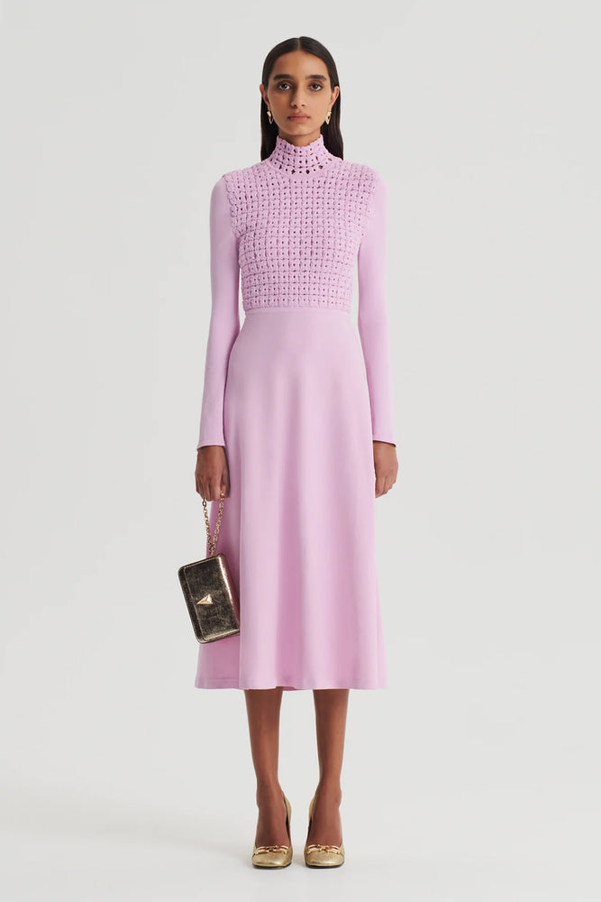Crepe Knit Daisy Dress Mauve by Scanlan Theodore for Hire High St. Hire Crepe Knit Daisy Dress Mauve by Scanlan Theodore for Hire High St. Hire