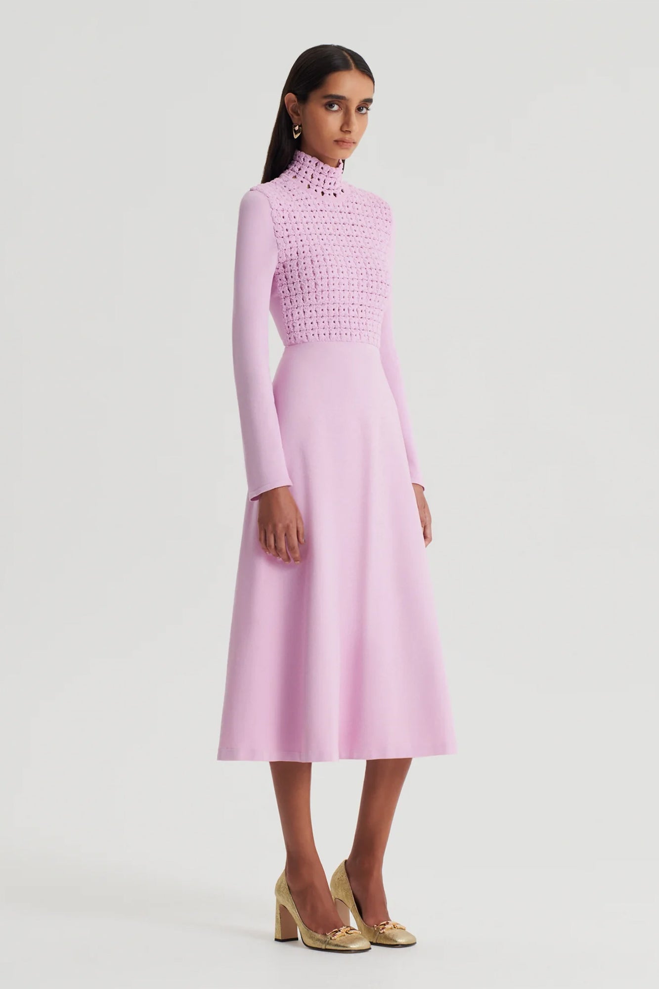 Crepe Knit Daisy Dress Mauve by Scanlan Theodore for Hire High St. Hire Crepe Knit Daisy Dress Mauve by Scanlan Theodore for Hire High St. Hire