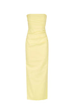 Lani Strapless Draped Maxi Dress Lemon By Shona Joy