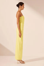 Lani Strapless Draped Maxi Dress Lemon By Shona Joy