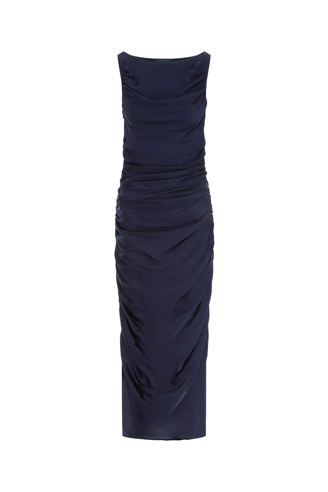 Laura Midi Dress Oxford Blue by Leo Lin for SALE | High St. Hire Laura Midi Dress Oxford Blue by Leo Lin for SALE | High St. Hire