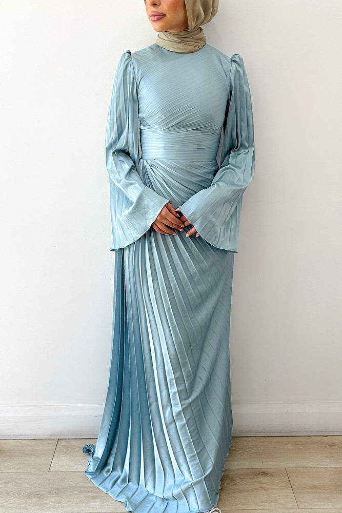 Layla Pleated Gown Baby Blue by HSH