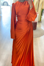 Layla Pleated Gown Orange by HSH