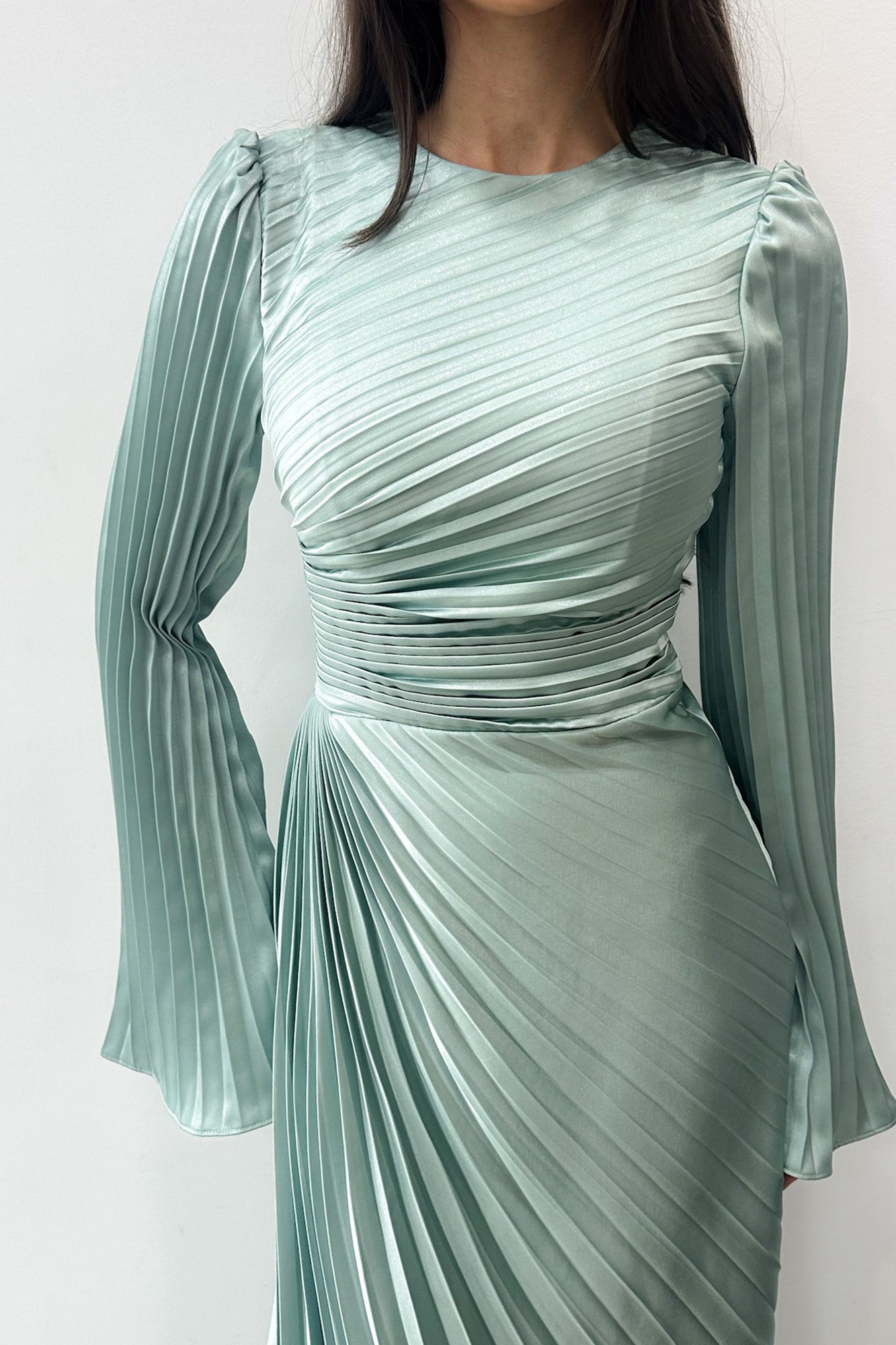 misty green dress Maya Misty Green V Neckline Embellished Midi Dress Maya Deluxe