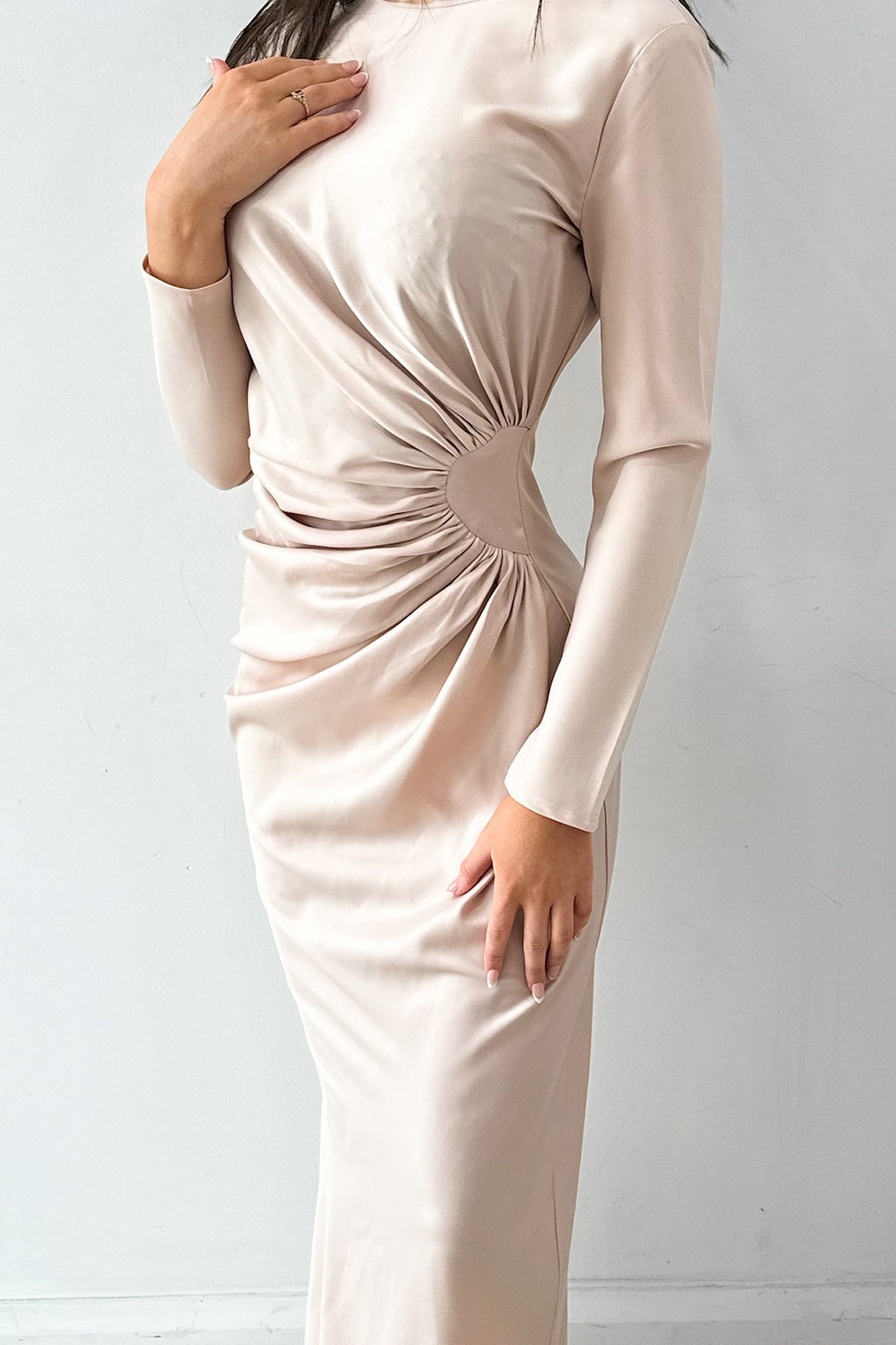 Lilly Midi Dress Champagne by HSH For Hire