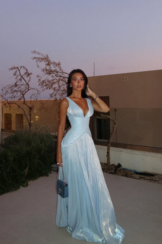 blue corset dress long Dusty Blue Floral Embroidered Tulle Maxi Dress with Corset Bodice Custom Color / Above Knee / US8