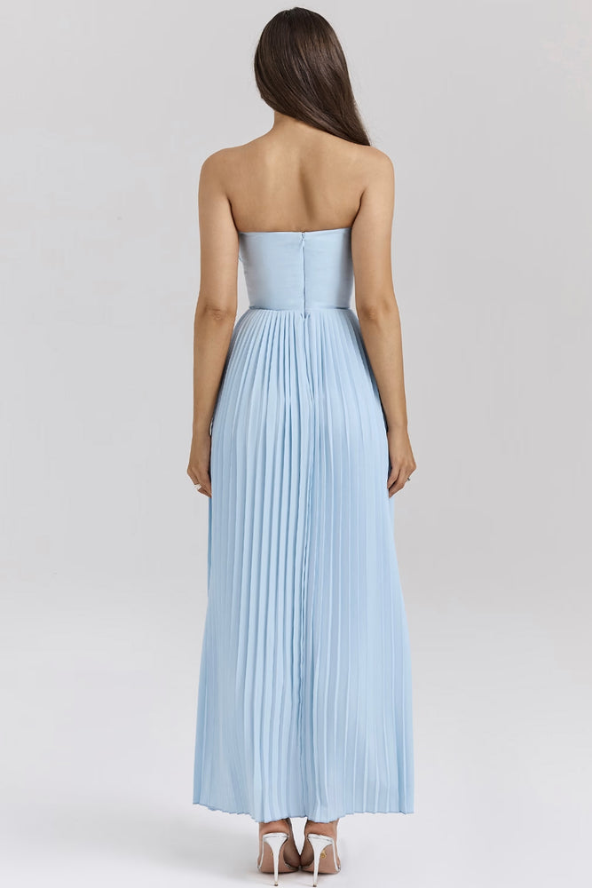 marcella add to wishlist ocean blue pleated maxi dress Marcella Ocean Blue Pleated Maxi Dress Size XS
