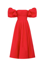 Matilda Puff Sleeve Midi Dress Scarlet by Leo Lin