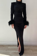 Naomi Feather Gown Black by HSH