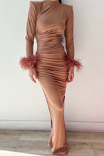 Naomi Feather Gown Brown by HSH