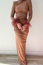 Naomi Feather Gown Brown by HSH