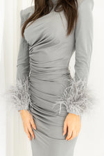 Naomi Feather Gown Grey by HSH
