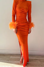 Naomi Feather Gown Orange by HSH