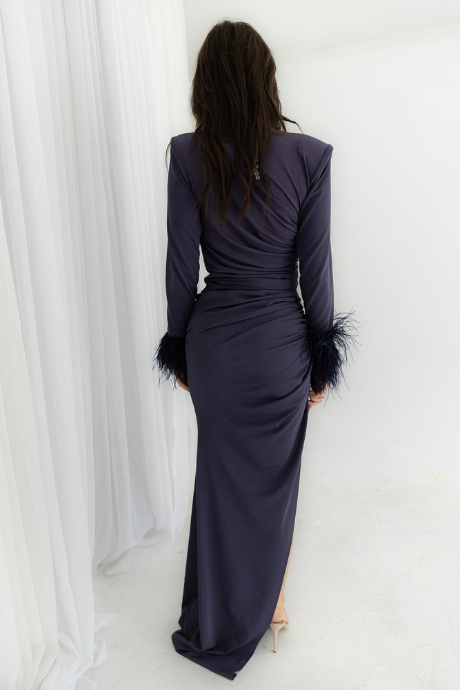 Naomi Feather Gown Purple by HSH