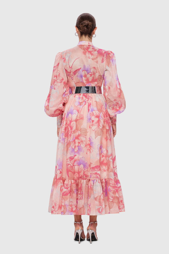 Nayla Midi Dress Swallow Print in Lush by Leo & Lin