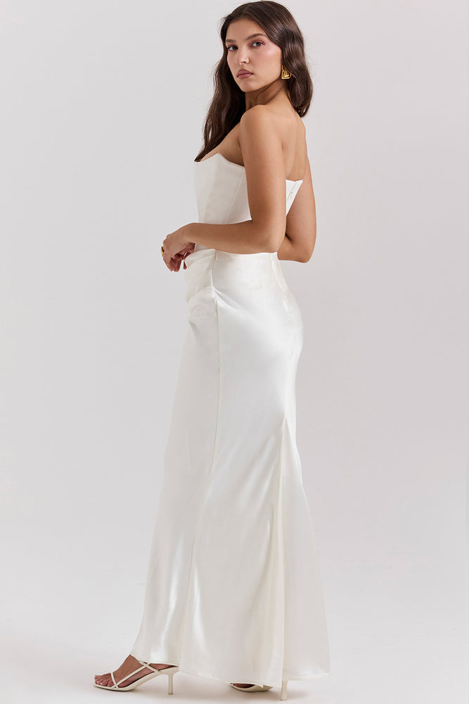Persephone Ivory Strapless Corset Dress by House of CB | High St. Hire Persephone Ivory Strapless Corset Dress by House of CB | High St. Hire