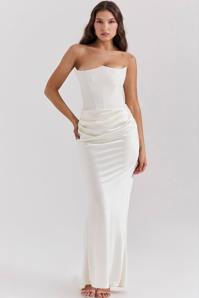 Persephone Ivory Strapless Corset Dress by House of CB