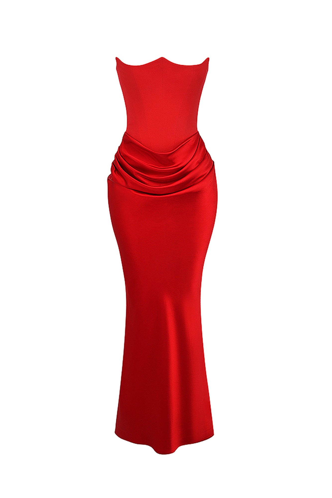 Persephone Scarlet Strapless Corset Dress by House of CB | High St. Hire Persephone Scarlet Strapless Corset Dress by House of CB | High St. Hire