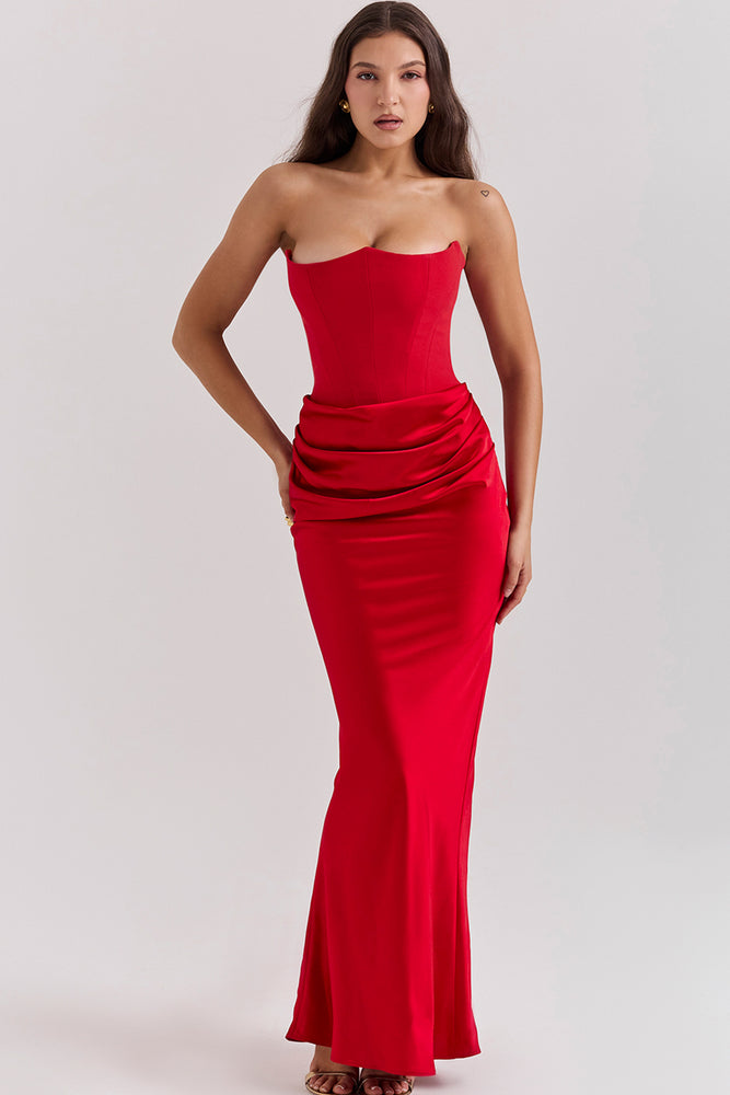 Persephone Scarlet Strapless Corset Dress by House of CB