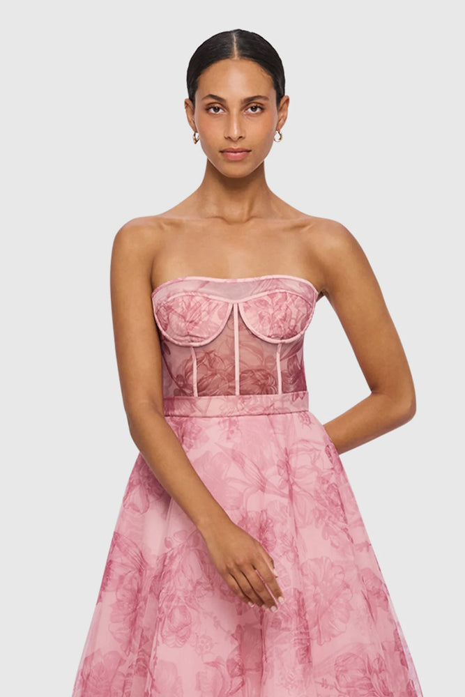 leo lin rae bustier midi dress @nikillae wears the Rae Bustier Midi Dress, from the Lotus Rising Collection. #leolin #lotusrising