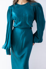 Sherri Satin Puff Sleeve Gown Teal by Fatima K Designs