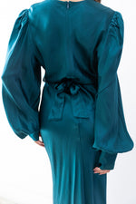 Sherri Satin Puff Sleeve Gown Teal by Fatima K Designs