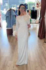 The Flamenco Feather Gown White by HSH