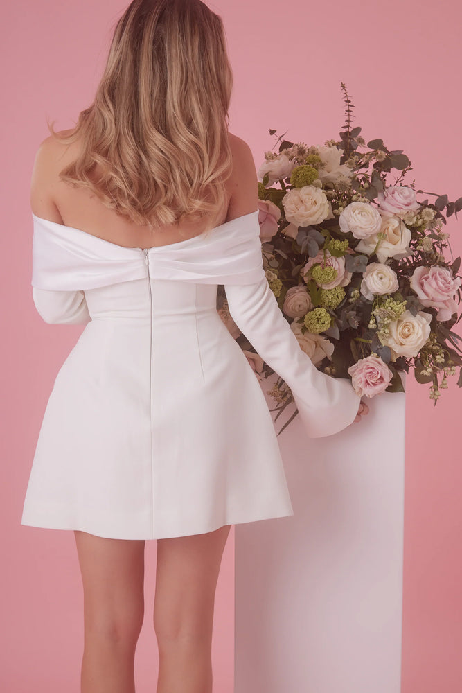 The Ultimate Muse Bow Mini Dress White by Odd Muse